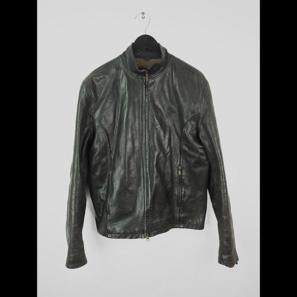 BELSTAFF GOLD LABEL Men's Sz XL Gray Leather Moto Cafe Racer Jacket ITALY